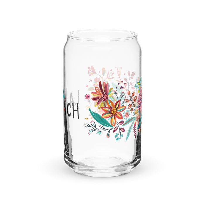 Pieza de arte exclusiva de La Coach, vaso de vidrio con forma de lata para el hogar, la oficina, el trabajo, el orgullo mexicano y español, vaso de vidrio con caligrafía única en su tipo | L3