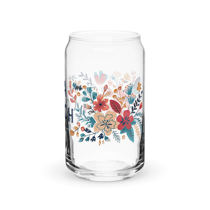 Pieza de arte exclusiva de La Coach, vaso de vidrio con forma de lata para el hogar, la oficina, el trabajo, el orgullo mexicano y español, vaso de vidrio con caligrafía única en su tipo | L5