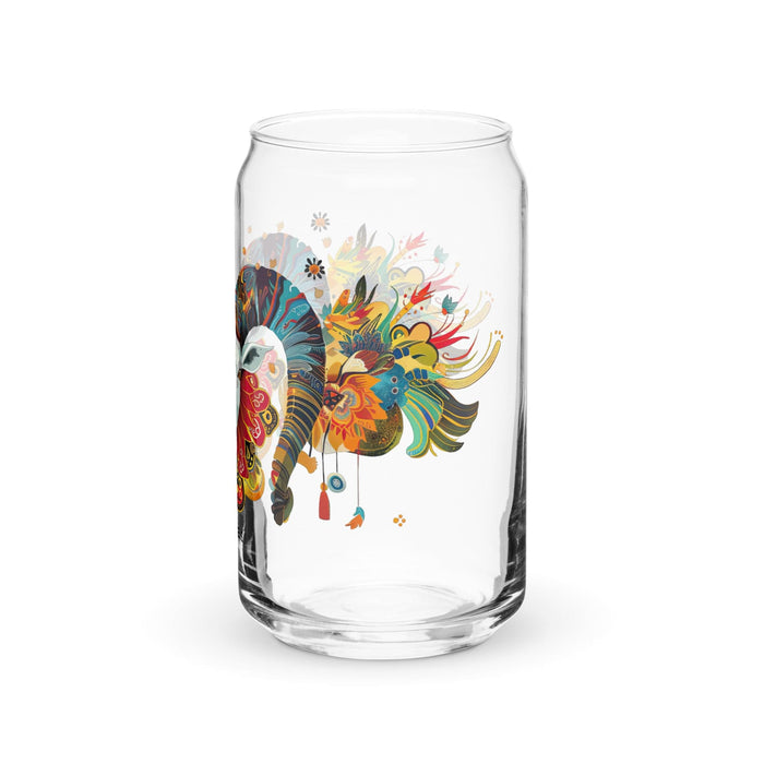 El Aries Exclusive Art Piece Can-Shaped Glass Home Office Work Mexican Spanish Pride Gift Cup One-Of-A-Kind Calligraphy Glass | E3