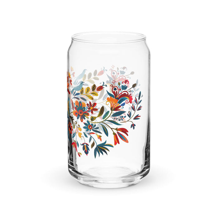 El Cajero Exclusive Art Piece Can-Shaped Glass Home Office Work Mexican Spanish Pride Gift Cup One-Of-A-Kind Calligraphy Glass | E2