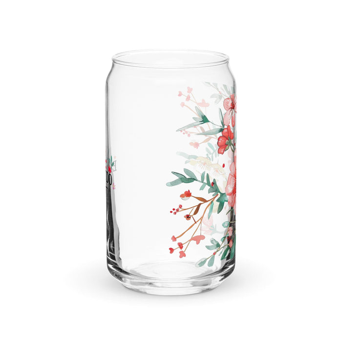 Pieza de arte exclusiva de El Crudo, vaso de vidrio con forma de lata para el hogar, la oficina, el trabajo, el orgullo mexicano, el regalo, vaso de vidrio con caligrafía única en su tipo | E4