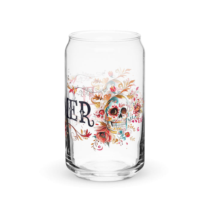 Pieza de arte exclusiva de El Gamer, vaso de vidrio con forma de lata para el hogar, la oficina, el trabajo, el orgullo mexicano, vaso de regalo, vaso de caligrafía único en su tipo | E1