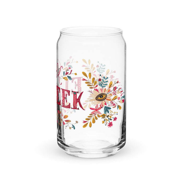 El Geek Exclusive Art Piece Can-Shaped Glass Home Office Work Mexican Spanish Pride Gift Cup One-Of-A-Kind Calligraphy Glass | E6