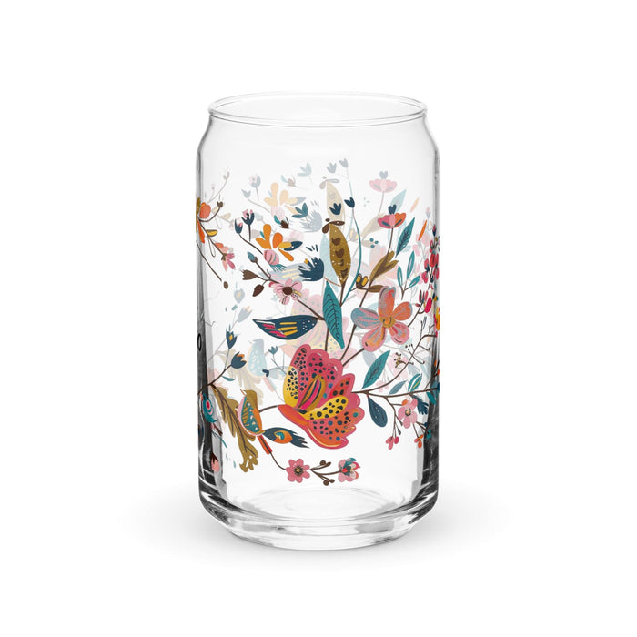 Pieza de arte exclusiva de El Genio, vaso de vidrio con forma de lata para el hogar, la oficina, el trabajo, el orgullo mexicano, el regalo, vaso de vidrio con caligrafía única en su tipo | E17