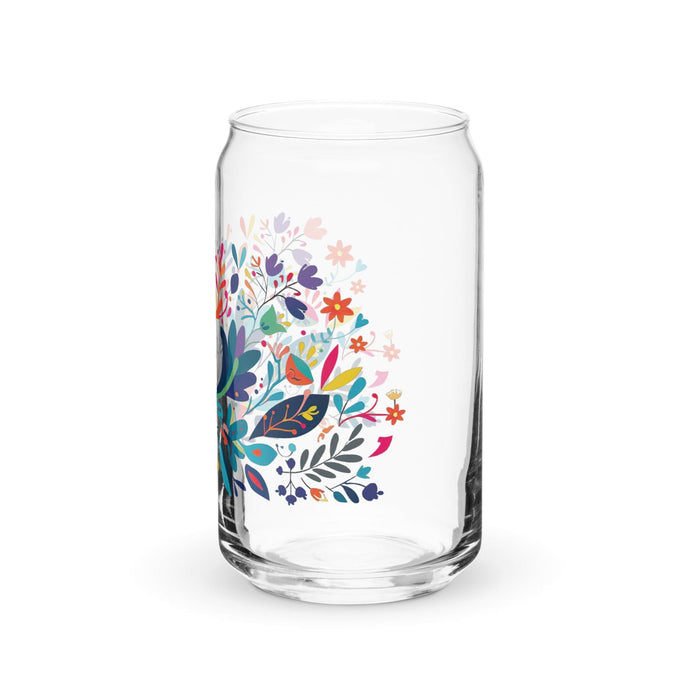 Pieza de arte exclusiva de El Infj, vaso de vidrio con forma de lata para el hogar, la oficina, el trabajo, el orgullo mexicano y español, vaso de vidrio con caligrafía única en su tipo | E9