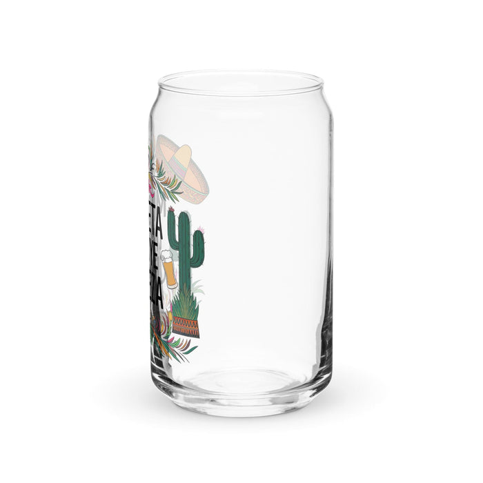 Mi Dieta Incluye Cerveza Exclusive Art Piece Can-Shaped Glass Home Office Work Mexican Spanish Pride Gift Cup One-Of-A-Kind Calligraphy Glass | M32