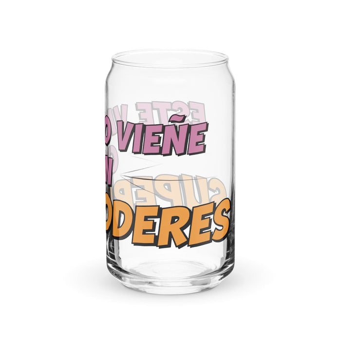 Este Vaso Viene Con Superpoderes Exclusive Art Piece Can-Shaped Glass Home Office Work Mexican Spanish Pride Gift Cup One-Of-A-Kind Calligraphy Glass | E25