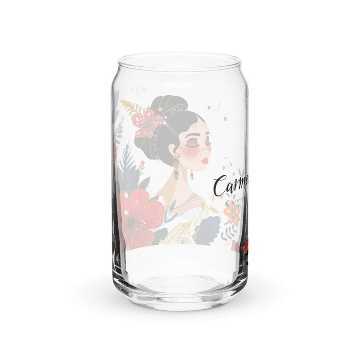 Carmen Exclusive Name Art Piece Can-Shaped Glass Home Office Work Mexican Spanish Pride Gift Cup One-Of-A-Kind Calligraphy Glass | C5