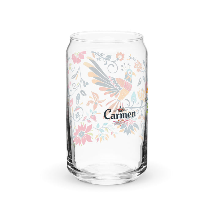 Carmen Exclusive Name Art Piece Can-Shaped Glass Home Office Work Mexican Spanish Pride Gift Cup One-Of-A-Kind Calligraphy Glass | C13