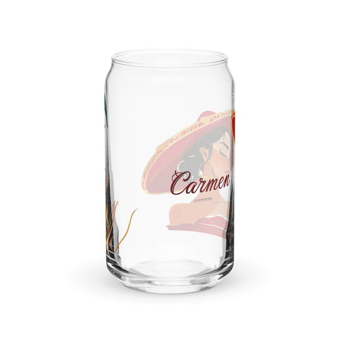 Carmen Exclusive Name Art Piece Can-Shaped Glass Home Office Work Mexican Spanish Pride Gift Cup One-Of-A-Kind Calligraphy Glass | C20