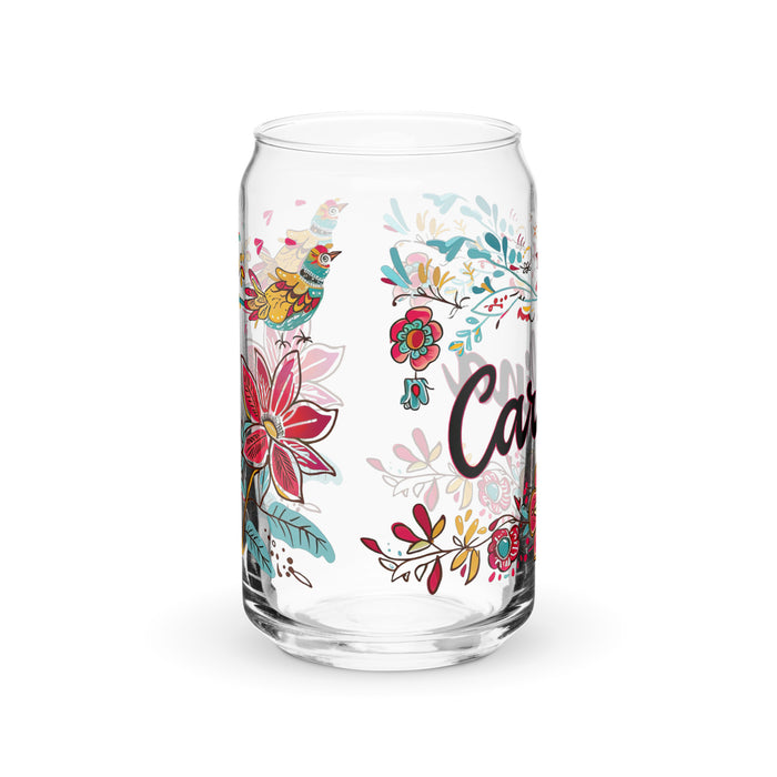 Carolina Exclusive Name Art Piece Can-Shaped Glass Home Office Work Mexican Spanish Pride Gift Cup One-Of-A-Kind Calligraphy Glass | C2