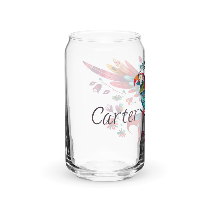 Carter Exclusive Name Art Piece Can-Shaped Glass Home Office Work Mexican Spanish Pride Gift Cup One-Of-A-Kind Calligraphy Glass | C15