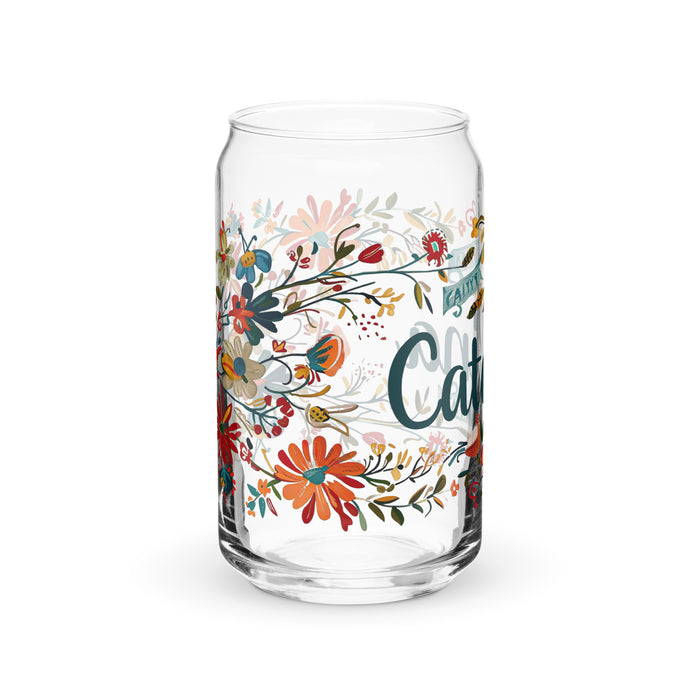 Catalina Exclusive Name Art Piece Can-Shaped Glass Home Office Work Mexican Spanish Pride Gift Cup One-Of-A-Kind Calligraphy Glass | C18