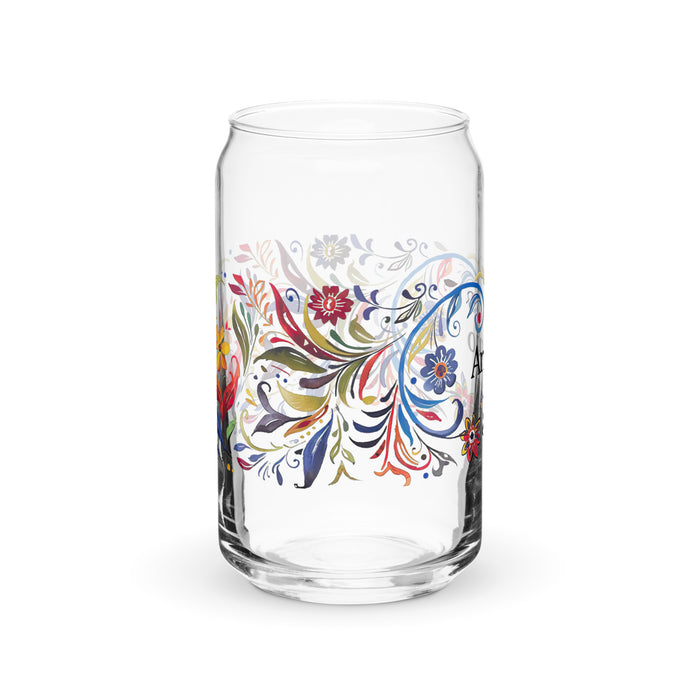 Pieza de arte con nombre exclusivo de Antonio, vaso de vidrio con forma de lata, regalo para el hogar, la oficina, el trabajo, el orgullo mexicano y español, vaso de vidrio con caligrafía única en su tipo | A13