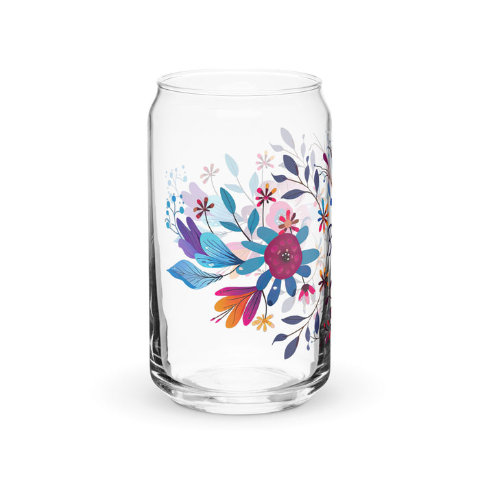 Pieza de arte exclusiva con nombre de Beatriz, vaso de vidrio con forma de lata, regalo para el hogar, la oficina, el trabajo, el orgullo mexicano y español, vaso de vidrio con caligrafía única | B12