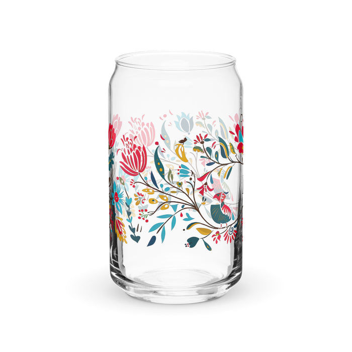 Pièce d'art exclusive de nom de Belem Verre en forme de canette Travail à domicile Tasse de cadeau de fierté espagnole mexicaine Verre de calligraphie unique en son genre | B4