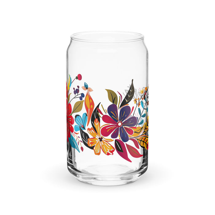 Pièce d'art exclusive Berta en verre en forme de canette pour la maison, le bureau, le travail, la fierté mexicaine et espagnole, tasse cadeau, verre de calligraphie unique en son genre | B25