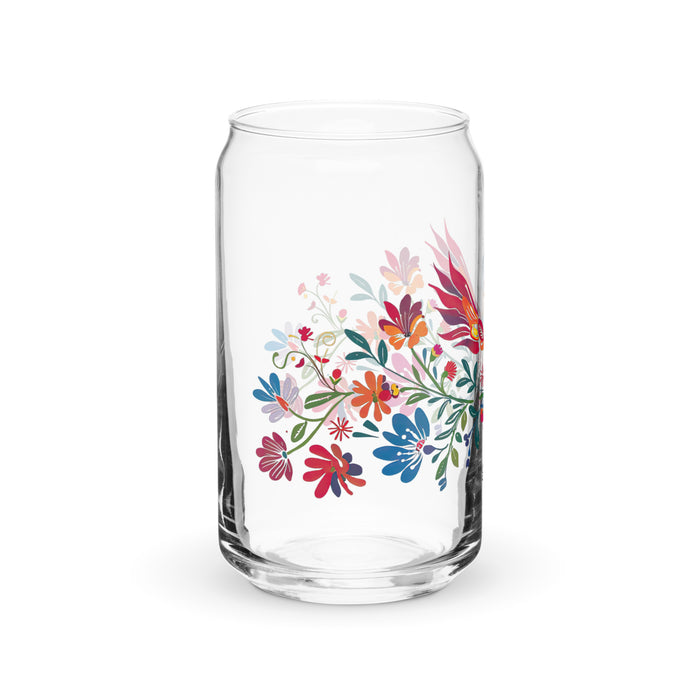 Pièce d'art exclusive Bianca en verre en forme de canette pour la maison, le bureau, le travail, la fierté mexicaine et espagnole, tasse cadeau, verre de calligraphie unique en son genre | B10