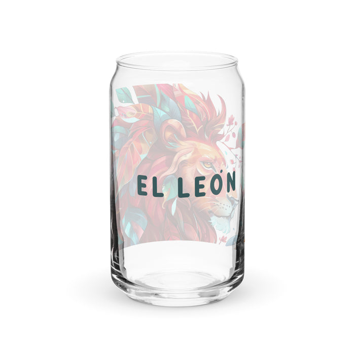 El León Exclusive Art Piece Can-Shaped Glass Home Office Work Mexican Spanish Pride Gift Cup One-Of-A-Kind Calligraphy Glass | E7