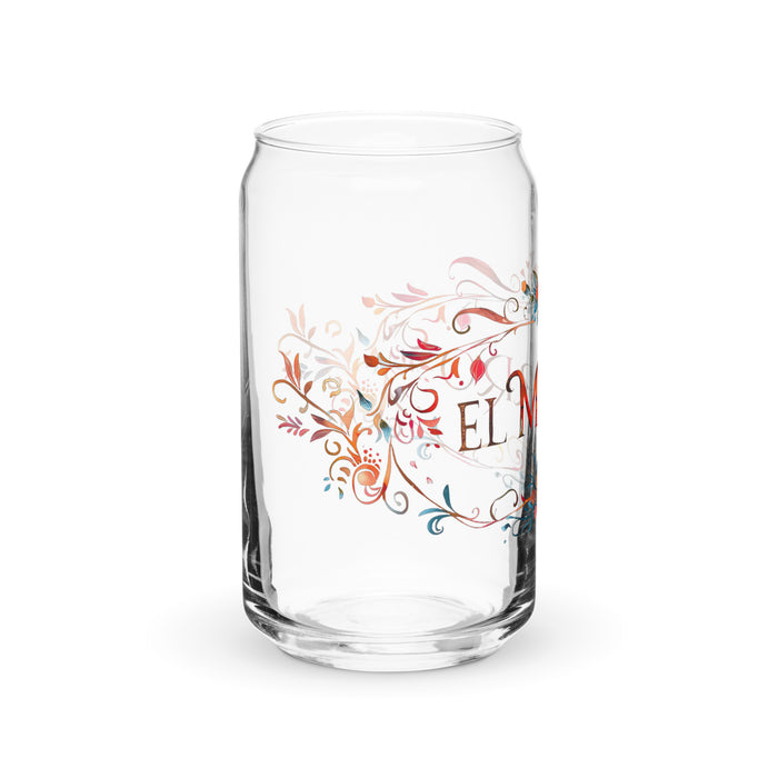 El Morro Exclusive Art Piece Can-Shaped Glass Home Office Work Mexican Spanish Pride Gift Cup One-Of-A-Kind Calligraphy Glass | E8