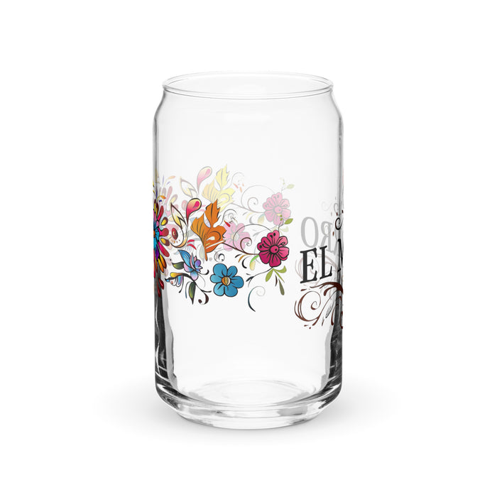 El Morro Exclusive Art Piece Can-Shaped Glass Home Office Work Mexican Spanish Pride Gift Cup One-Of-A-Kind Calligraphy Glass | E10