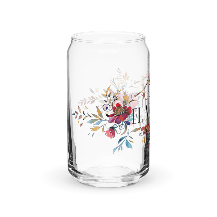 El Morro Exclusive Art Piece Can-Shaped Glass Home Office Work Mexican Spanish Pride Gift Cup One-Of-A-Kind Calligraphy Glass | E18