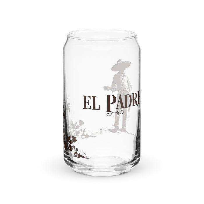 El Padre Exclusive Art Piece Can-Shaped Glass Home Office Work Mexican Spanish Pride Gift Cup One-Of-A-Kind Calligraphy Glass | E3