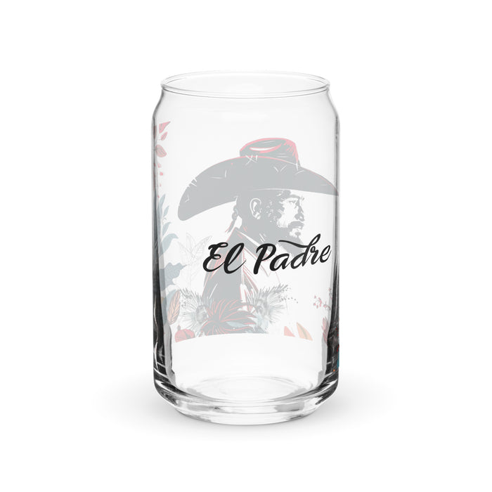 El Padre Exclusive Art Piece Can-Shaped Glass Home Office Work Mexican Spanish Pride Gift Cup One-Of-A-Kind Calligraphy Glass | E11