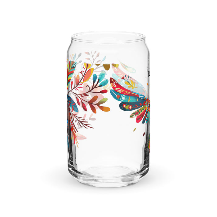 El Piscis Exclusive Art Piece Can-Shaped Glass Home Office Work Mexican Spanish Pride Gift Cup One-Of-A-Kind Calligraphy Glass | E2