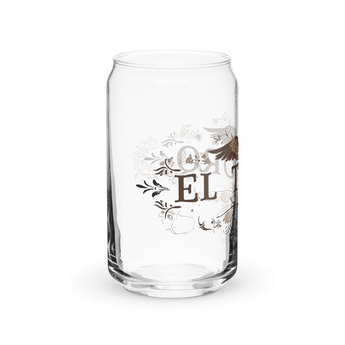 El Tauro Exclusive Art Piece Can-Shaped Glass Home Office Work Mexican Spanish Pride Gift Cup One-Of-A-Kind Calligraphy Glass | E4