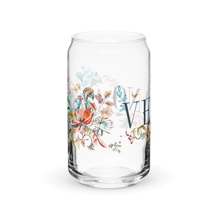 El Vegano Exclusive Art Piece Can-Shaped Glass Home Office Work Mexican Spanish Pride Gift Cup One-Of-A-Kind Calligraphy Glass | E6