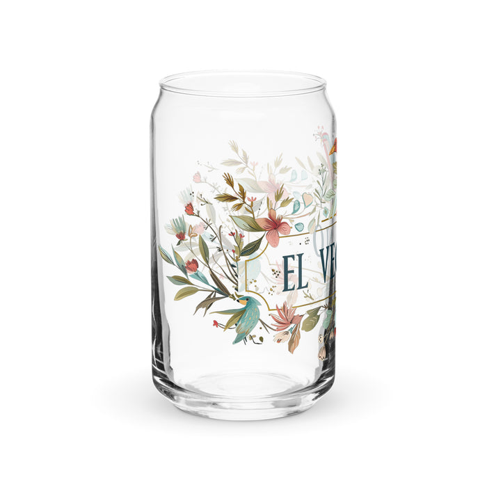 El Vegano Exclusive Art Piece Can-Shaped Glass Home Office Work Mexican Spanish Pride Gift Cup One-Of-A-Kind Calligraphy Glass | E8