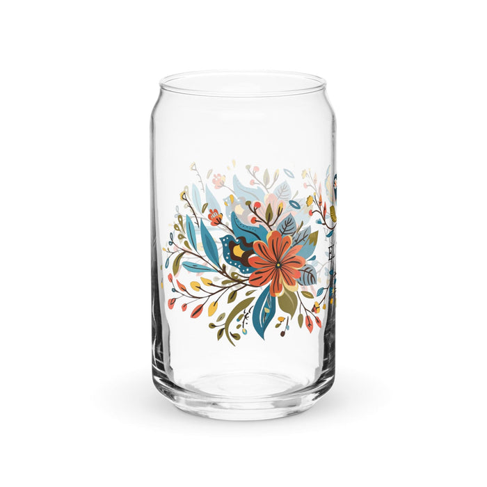 El Trendy Pièce d'art exclusive en verre en forme de canette Bureau à domicile Travail Tasse cadeau de fierté espagnole mexicaine Verre de calligraphie unique en son genre | E17