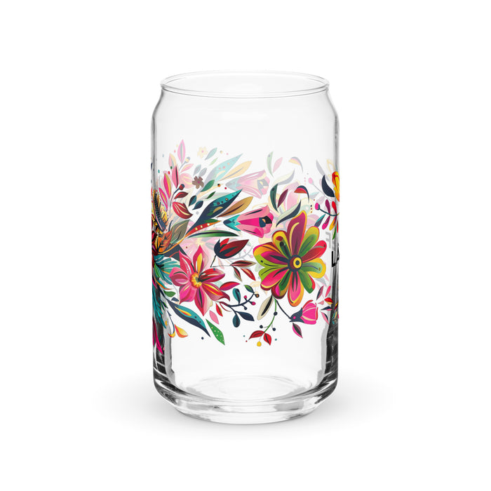 La Chef Exclusive Art Piece Can-Shaped Glass Home Office Work Mexican Spanish Pride Gift Cup One-Of-A-Kind Calligraphy Glass | L4