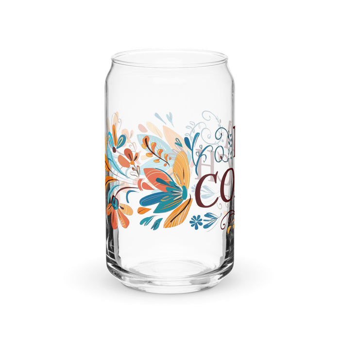 La Coach Exclusive Art Piece Can-Shaped Glass Home Office Work Mexican Spanish Pride Gift Cup One-Of-A-Kind Calligraphy Glass | L14