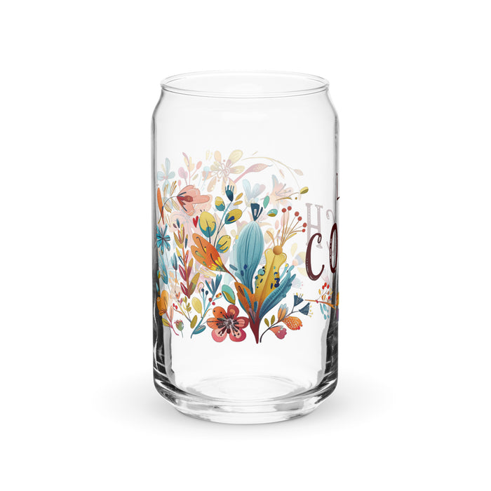 La Coach Exclusive Art Piece Can-Shaped Glass Home Office Work Mexican Spanish Pride Gift Cup One-Of-A-Kind Calligraphy Glass | L16