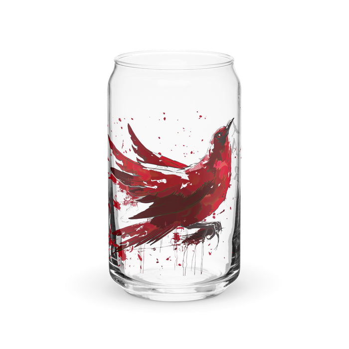 La Crow Exclusive Art Piece Can-Shaped Glass Home Office Work Mexican Spanish Pride Gift Cup One-Of-A-Kind Calligraphy Glass | L1