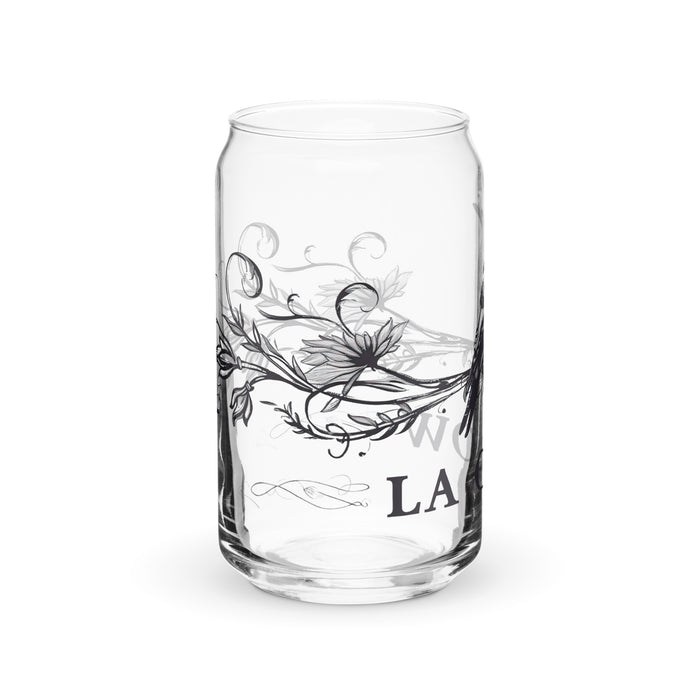 La Crow Exclusive Art Piece Can-Shaped Glass Home Office Work Mexican Spanish Pride Gift Cup One-Of-A-Kind Calligraphy Glass | L2