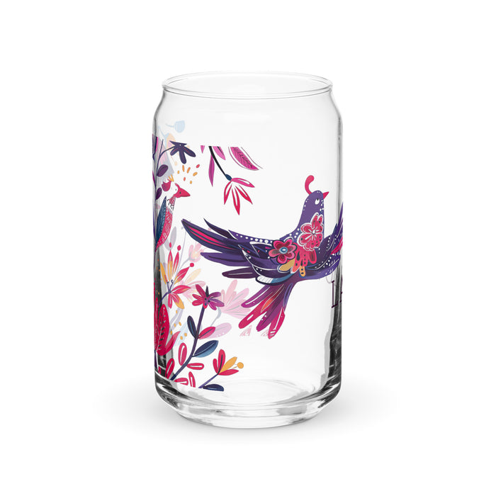 La Crow Exclusive Art Piece Can-Shaped Glass Home Office Work Mexican Spanish Pride Gift Cup One-Of-A-Kind Calligraphy Glass | L3