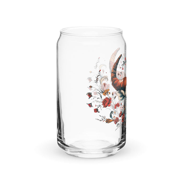 Pieza de arte exclusiva de El Aries, vaso de vidrio con forma de lata, regalo para el hogar, la oficina, el trabajo, el orgullo mexicano, vaso de vidrio con caligrafía única en su tipo | E2