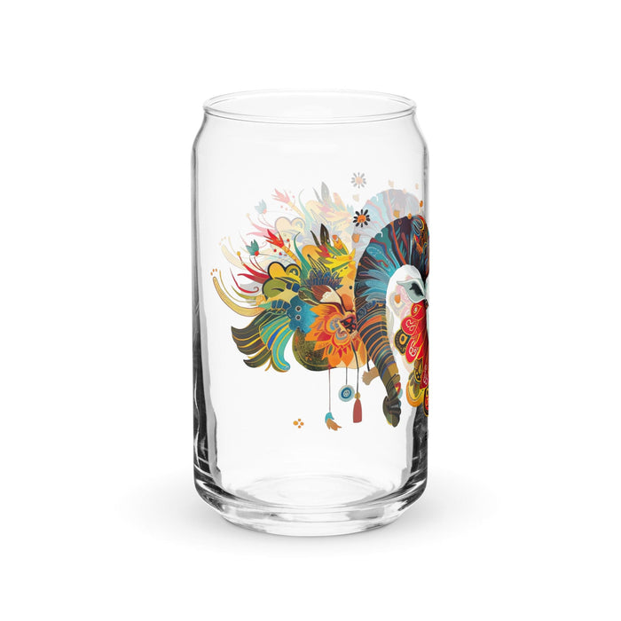 El Aries Exclusive Art Piece Can-Shaped Glass Home Office Work Mexican Spanish Pride Gift Cup One-Of-A-Kind Calligraphy Glass | E3