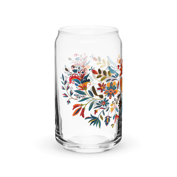 El Cajero Exclusive Art Piece Can-Shaped Glass Home Office Work Mexican Spanish Pride Gift Cup One-Of-A-Kind Calligraphy Glass | E2