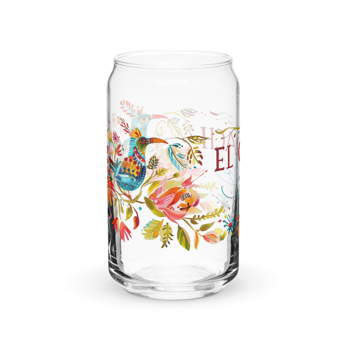 El Coach Exclusive Art Piece Can-Shaped Glass Home Office Work Mexican Spanish Pride Gift Cup One-Of-A-Kind Calligraphy Glass | E2