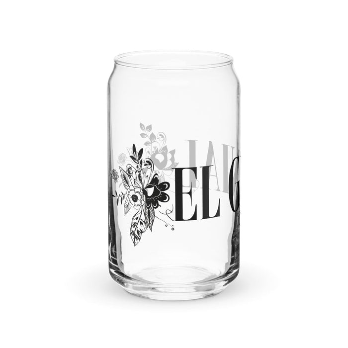 El Genial Exclusive Art Piece Can-Shaped Glass Home Office Work Mexican Spanish Pride Gift Cup One-Of-A-Kind Calligraphy Glass | E10