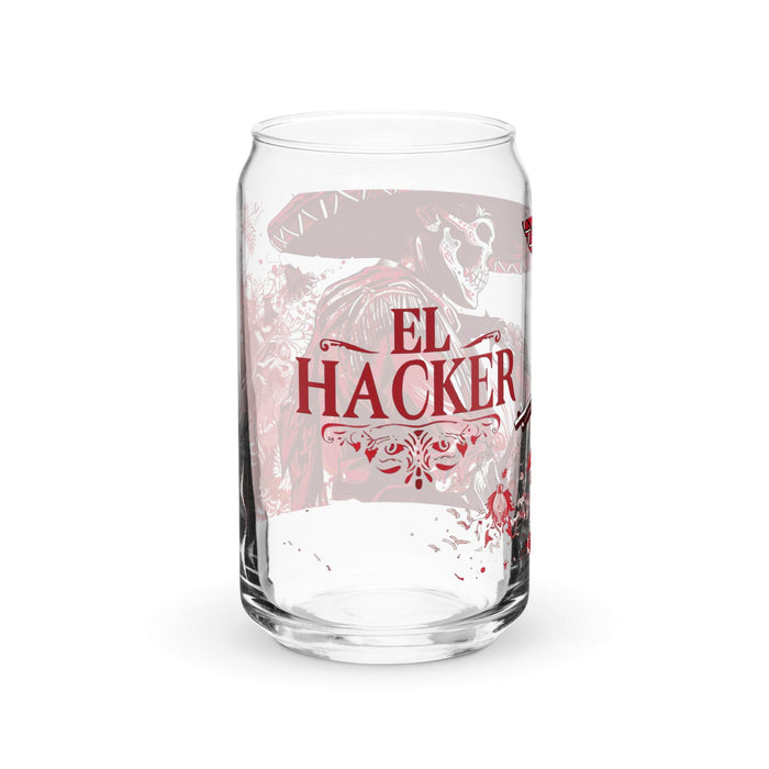 El Hacker Exclusive Art Piece Can-Shaped Glass Home Office Work Mexican Spanish Pride Gift Cup One-Of-A-Kind Calligraphy Glass | E9