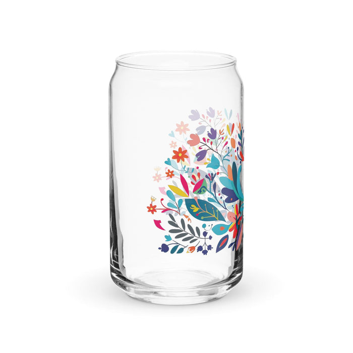 Pieza de arte exclusiva de El Infj, vaso de vidrio con forma de lata para el hogar, la oficina, el trabajo, el orgullo mexicano y español, vaso de vidrio con caligrafía única en su tipo | E9