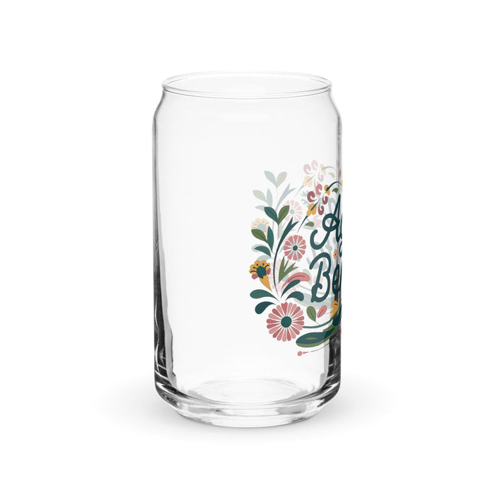 Pieza de arte exclusiva de Agua Bendita, vaso de vidrio con forma de lata, regalo para el hogar, la oficina, el trabajo, orgullo mexicano, vaso de vidrio con caligrafía única en su tipo | A35