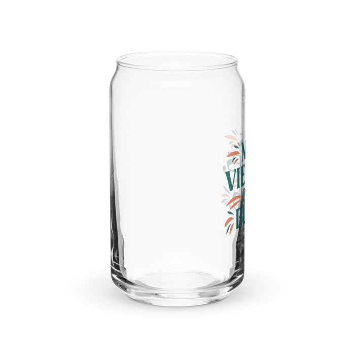 Ni es viernes, pero bueno, obra de arte exclusiva, vaso de vidrio con forma de lata, para el hogar, la oficina, el trabajo, el orgullo mexicano, vaso de vidrio con caligrafía única en su tipo | N3