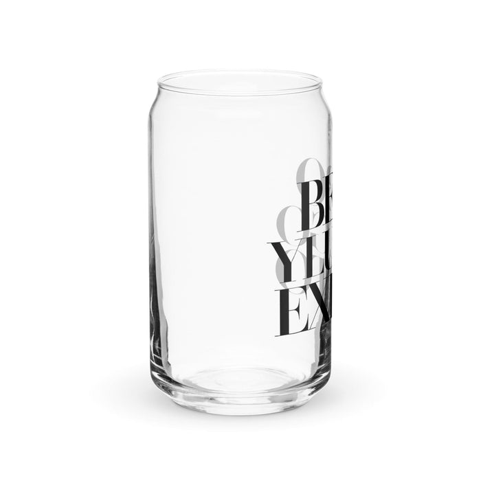 Bebo Y Luego Existe Pièce d'art exclusive en verre en forme de canette Bureau à domicile Travail Tasse cadeau de fierté espagnole mexicaine Verre de calligraphie unique en son genre | B9