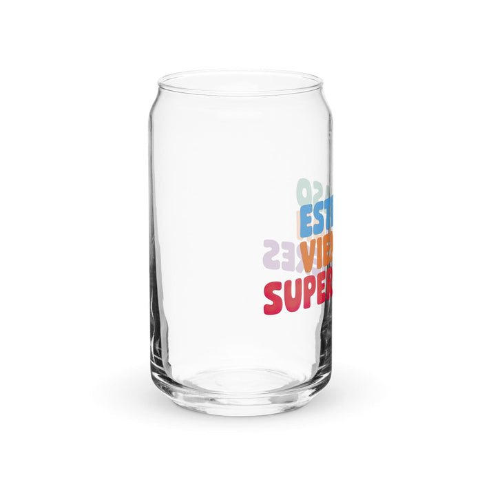 Este vaso viene con superpoderes, obra de arte exclusiva, vaso de vidrio con forma de lata, para el hogar, la oficina, el trabajo, el orgullo mexicano, vaso de regalo, vaso de caligrafía único en su tipo | E8